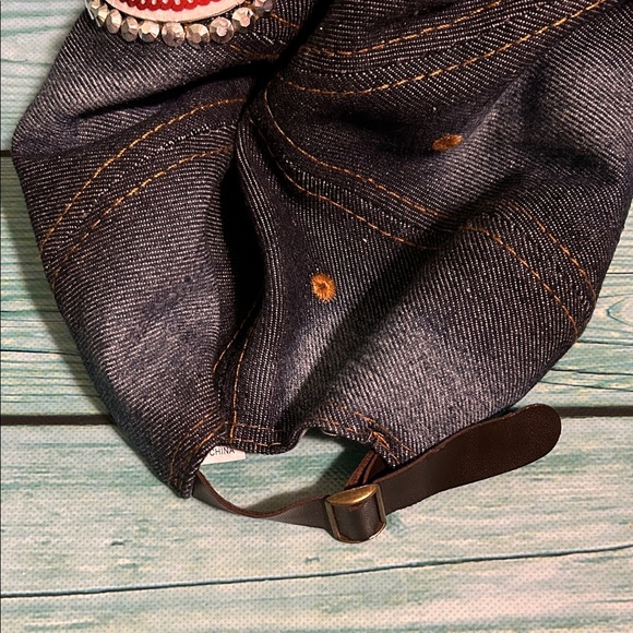 Embellished Denim Cap with Patches - Picture 4 of 4